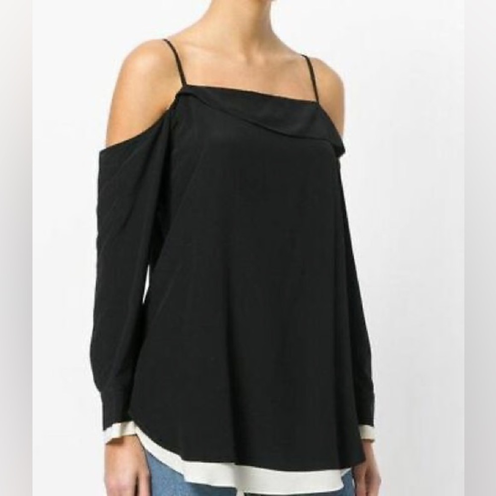 Rag & Bone Silk Karley Cold Shoulder Top L - Picture 2 of 13